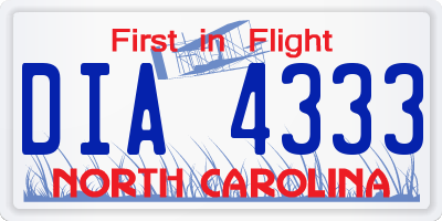 NC license plate DIA4333