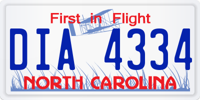 NC license plate DIA4334