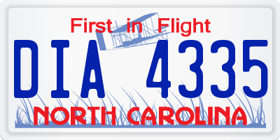 NC license plate DIA4335