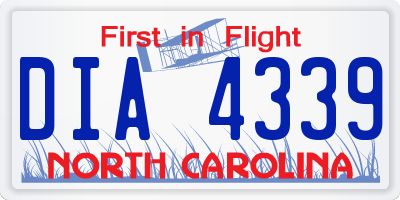 NC license plate DIA4339