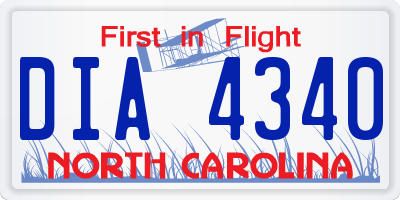 NC license plate DIA4340