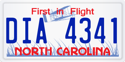NC license plate DIA4341