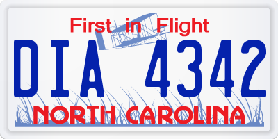NC license plate DIA4342
