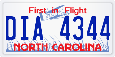 NC license plate DIA4344