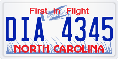 NC license plate DIA4345