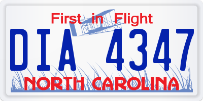 NC license plate DIA4347