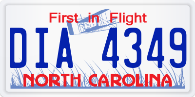 NC license plate DIA4349