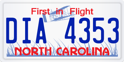 NC license plate DIA4353