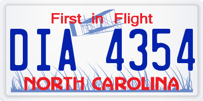 NC license plate DIA4354