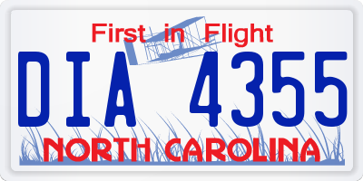 NC license plate DIA4355