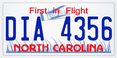 NC license plate DIA4356