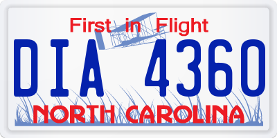 NC license plate DIA4360