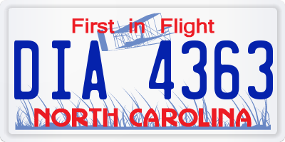 NC license plate DIA4363