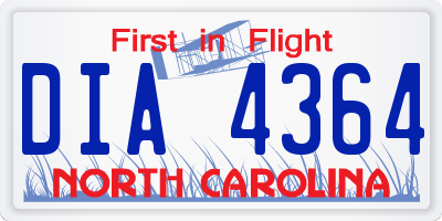 NC license plate DIA4364