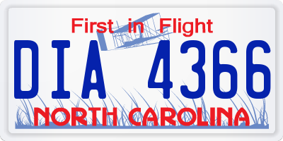NC license plate DIA4366