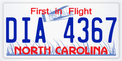 NC license plate DIA4367