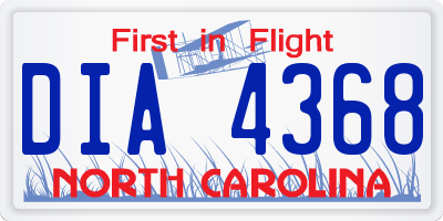 NC license plate DIA4368