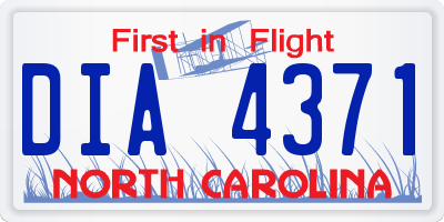 NC license plate DIA4371