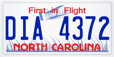 NC license plate DIA4372