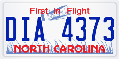 NC license plate DIA4373