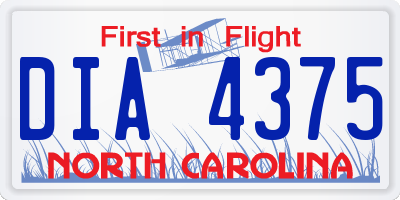 NC license plate DIA4375
