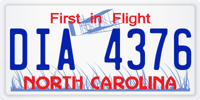 NC license plate DIA4376