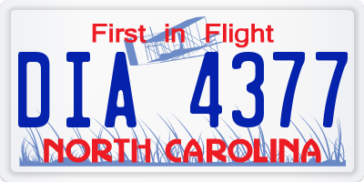 NC license plate DIA4377