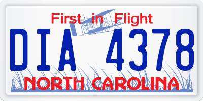 NC license plate DIA4378