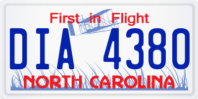 NC license plate DIA4380