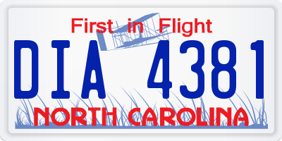 NC license plate DIA4381