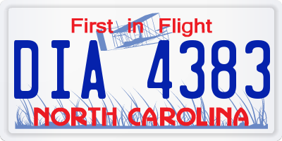 NC license plate DIA4383