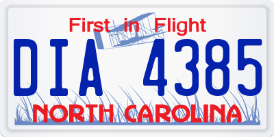NC license plate DIA4385