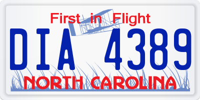NC license plate DIA4389