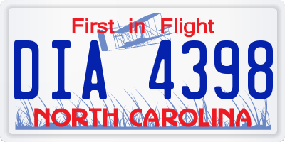 NC license plate DIA4398