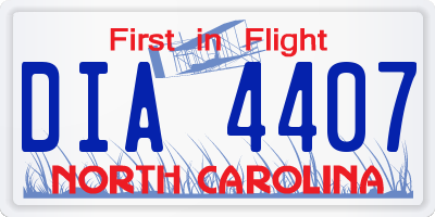 NC license plate DIA4407