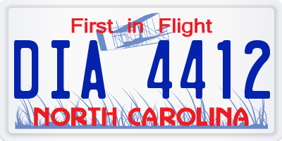 NC license plate DIA4412