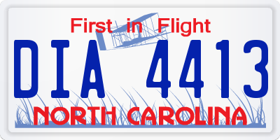 NC license plate DIA4413