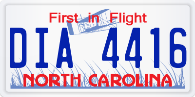 NC license plate DIA4416