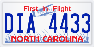 NC license plate DIA4433