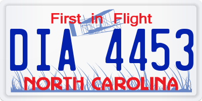 NC license plate DIA4453