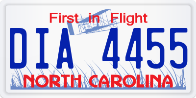 NC license plate DIA4455