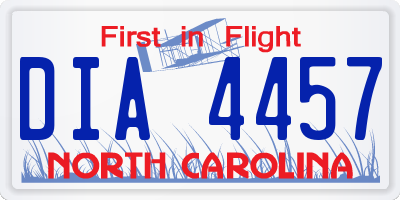 NC license plate DIA4457