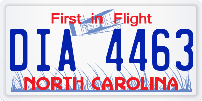 NC license plate DIA4463
