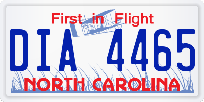 NC license plate DIA4465