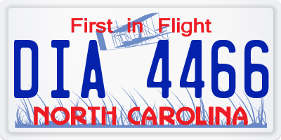 NC license plate DIA4466