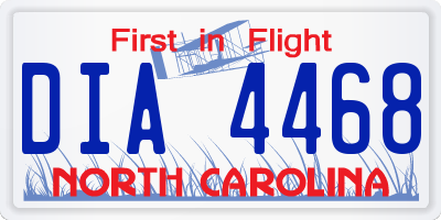 NC license plate DIA4468