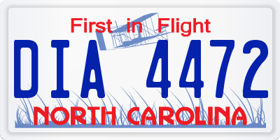 NC license plate DIA4472