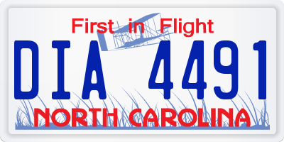 NC license plate DIA4491
