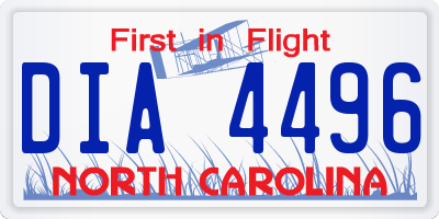 NC license plate DIA4496