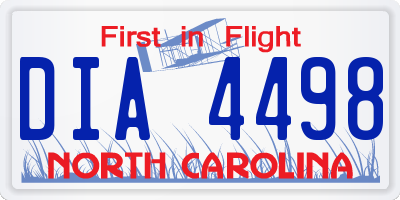 NC license plate DIA4498